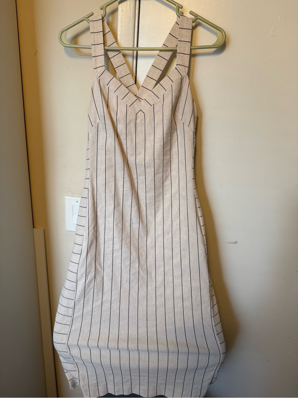 Banana Republic Cream Dress with Black Pinstripes